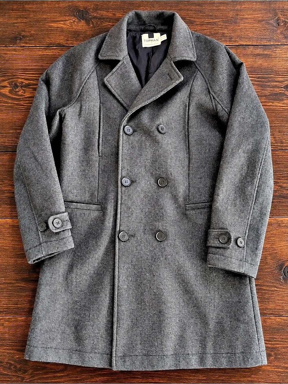TOPMAN Double-Breasted Wool Blend Overcoat (Men’s Medium) Jacket